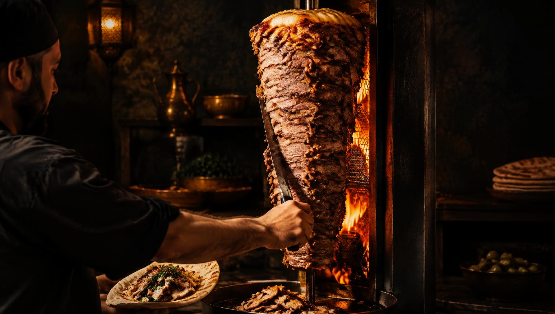 Lamb shawarma carved fresh from the spit